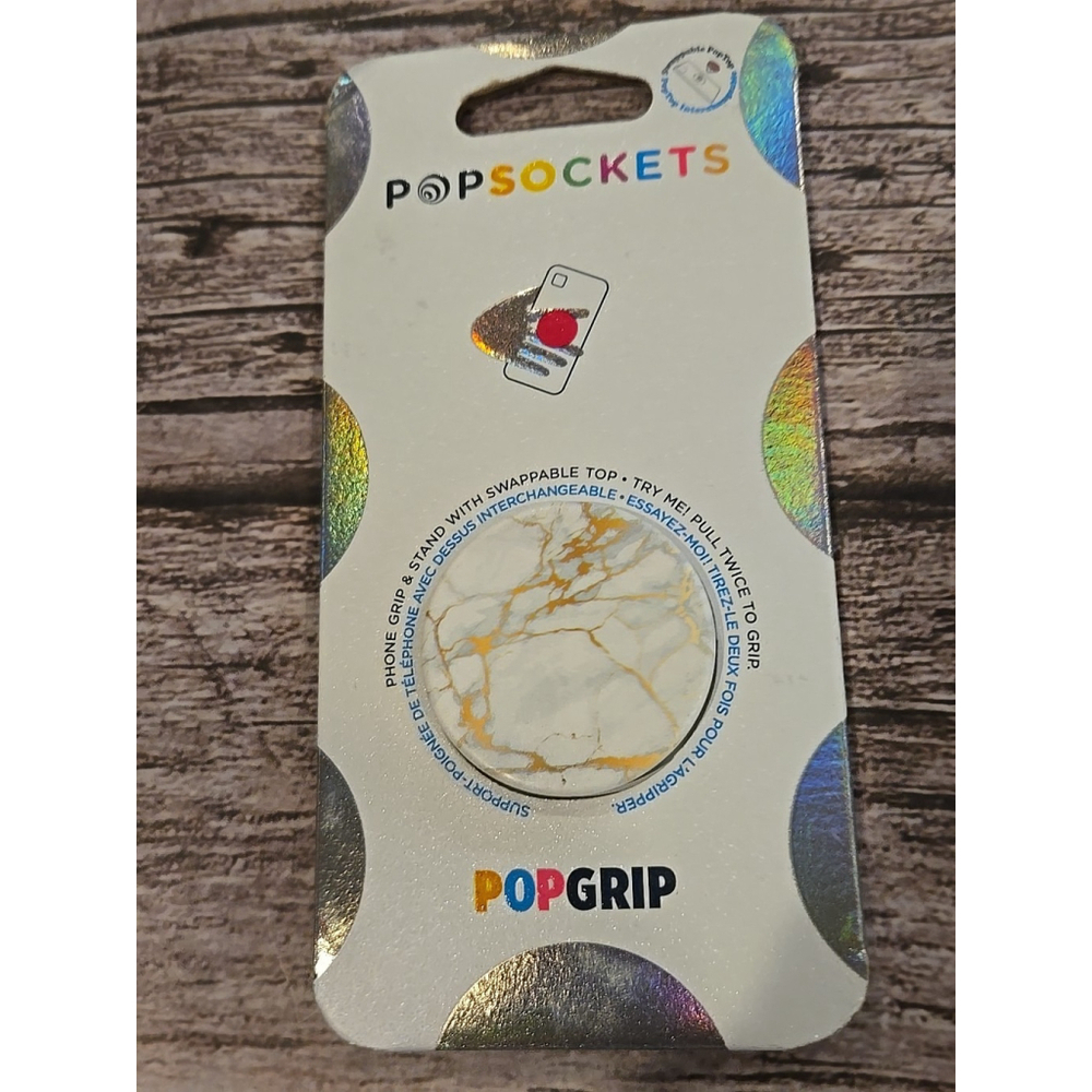 PopSocket Cell Phone Grip Gold Lutz Marble POPGRIP PopSockets Swapable Top (194)